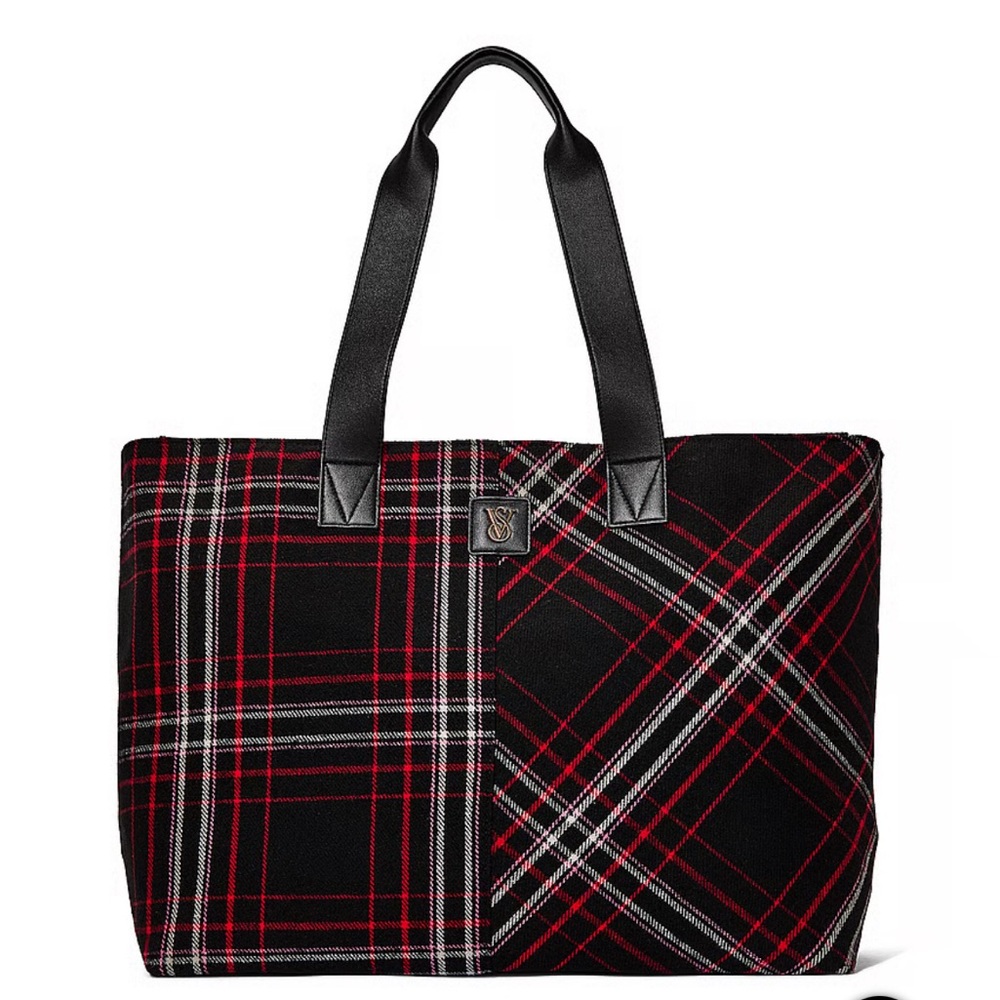 Victoria's Secret Black and Red Plaid Tote